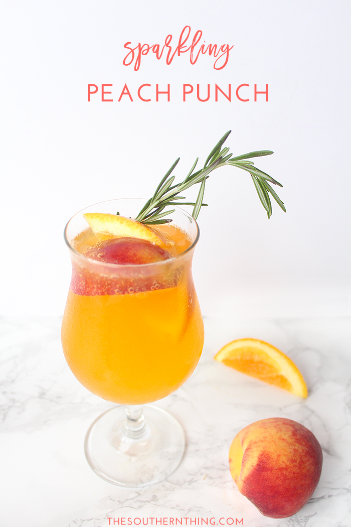 Sparkling Peach Punch Cocktail Recipe • The Southern Thing