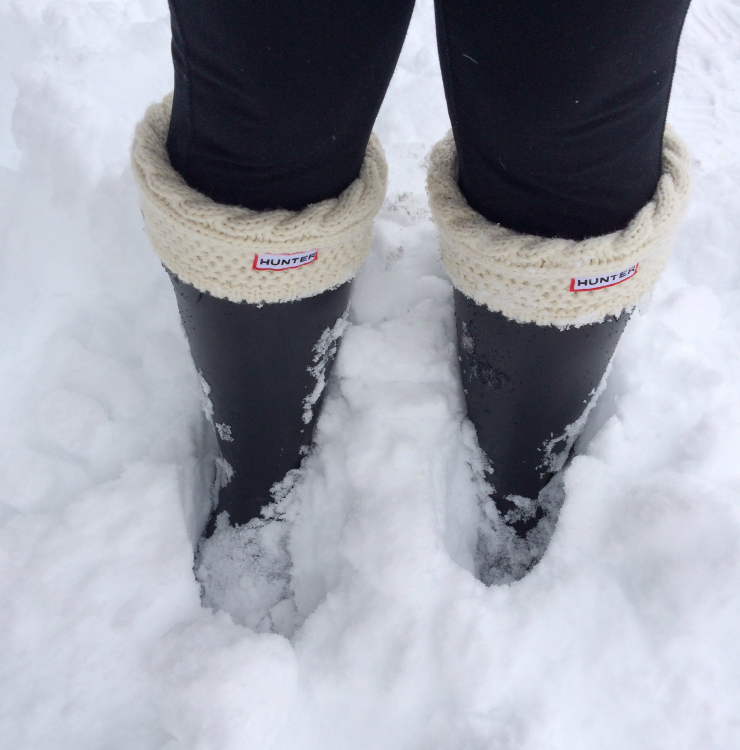 hunter boots in snow
