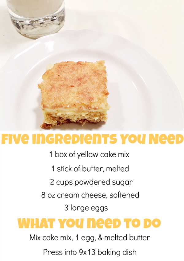 Five Ingredient Ooey Gooey Butter Cake Recipe