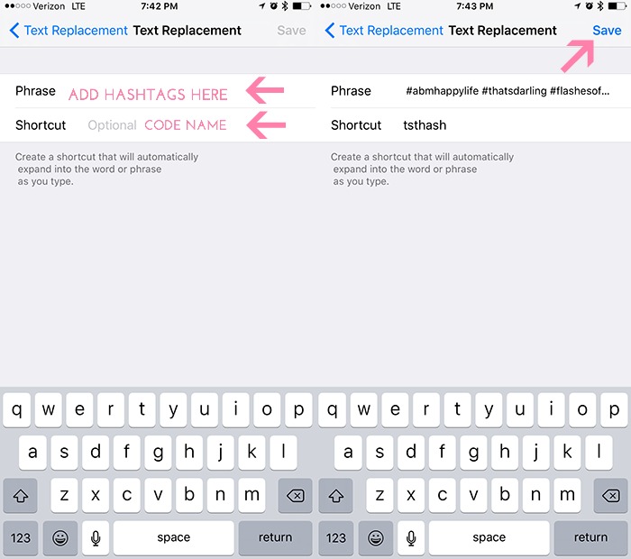 How to Create a Keyboard Shortcut for Instagram Hashtags