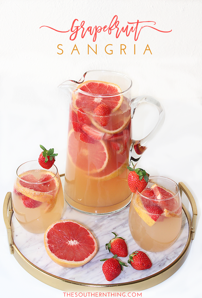Grapefruit Sangria drink recipe with white wine and a hint of strawberry 