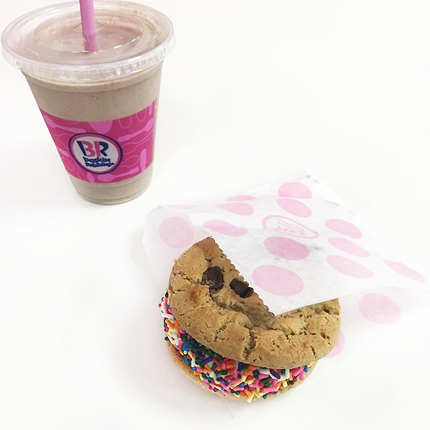 baskin robbins warm cookie ice cream sandwich shake