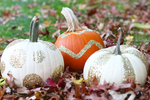 DIY glitter polka dot pumpkins