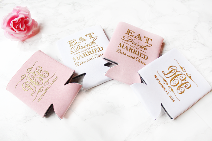 monogrammed wedding koozies