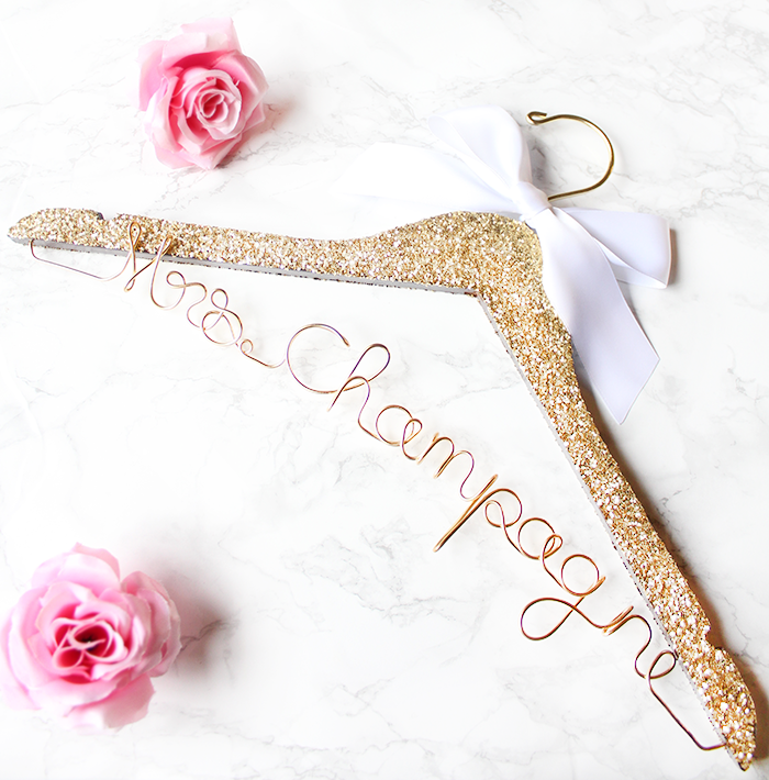 personalized gold glitter hanger