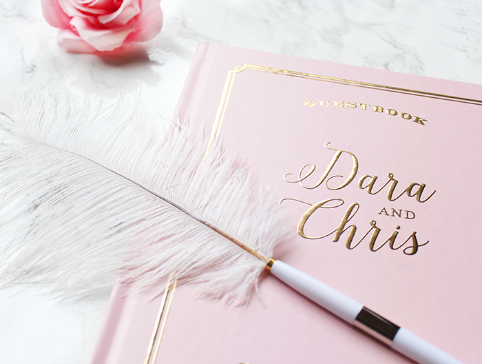 blush pink and gold guestbook