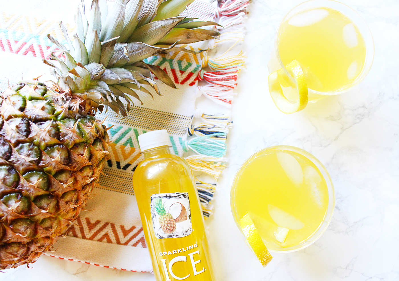 Skinny Coconut Pineapple Sparkling Cocktail Recipe