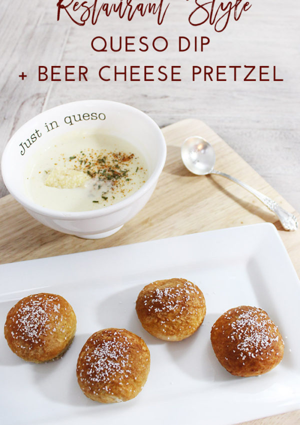 Restaurant Style White Queso Dip & Beer Cheese Pretzels