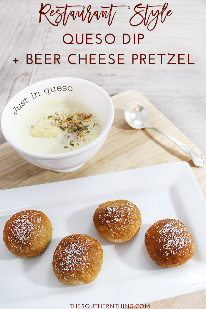 Restaurant Style White Queso Dip & Beer Cheese Pretzels