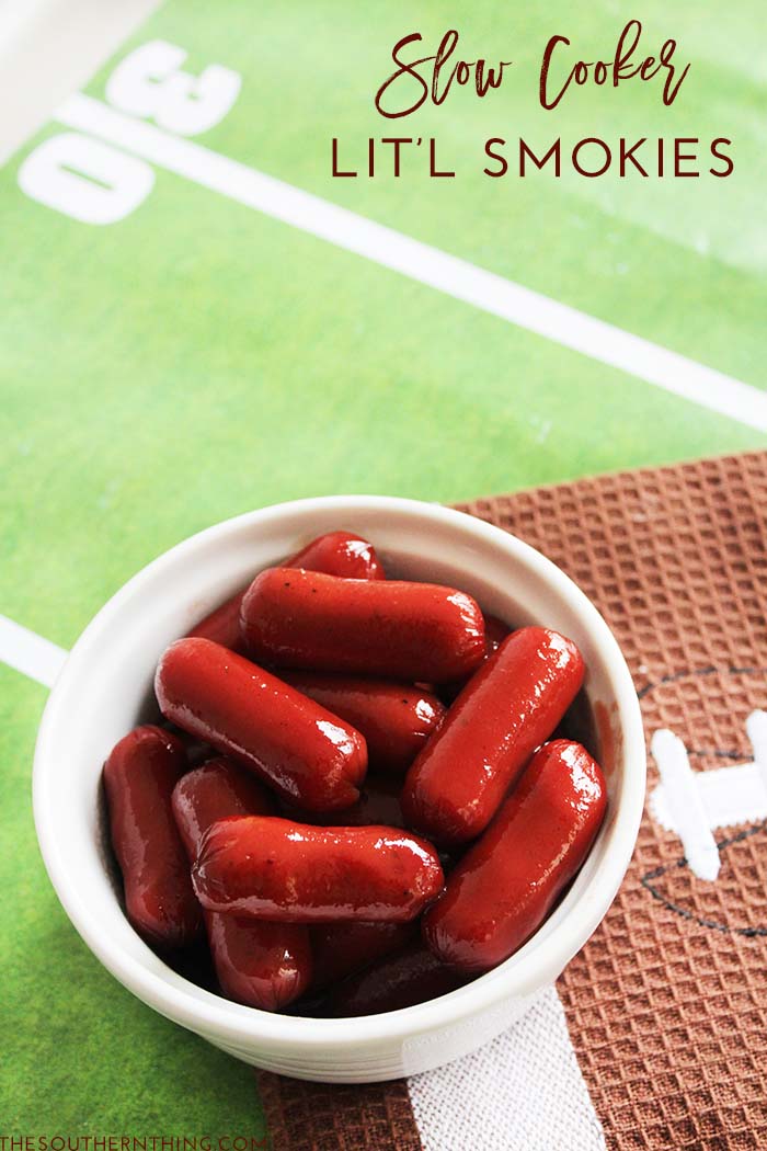 Slow Cooker Lit'l Smokies Recipe: Mini smoked sausages in a zesty barbecue and grape jelly sauce