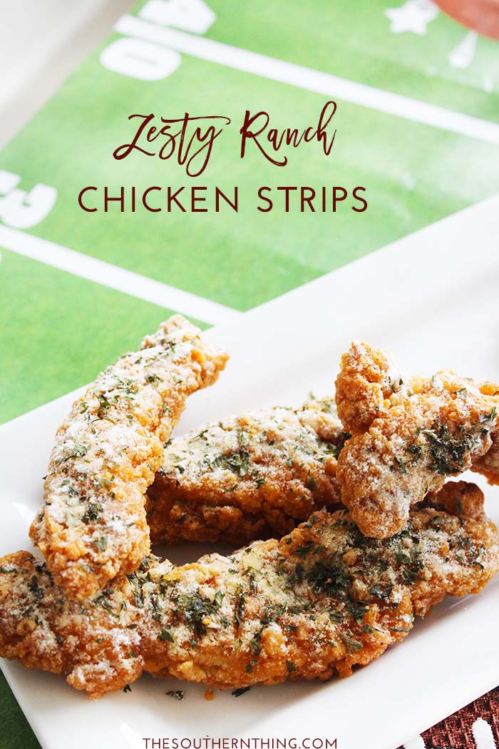 Zesty Ranch Chicken Strips Recipe: Crispy chicken strips in a zesty ranch seasoning