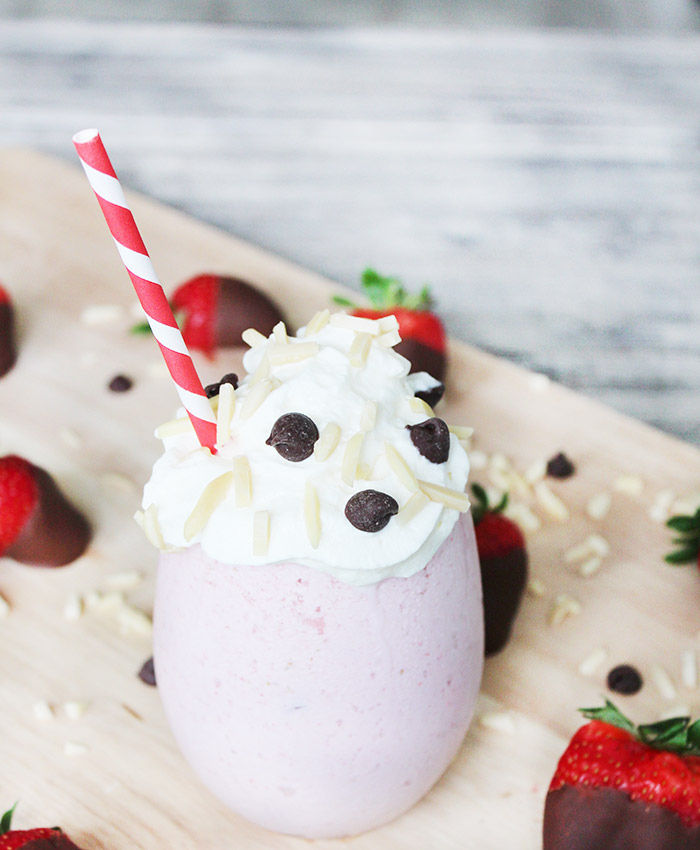 Chocolate Covered Strawberry Almond Milkshake