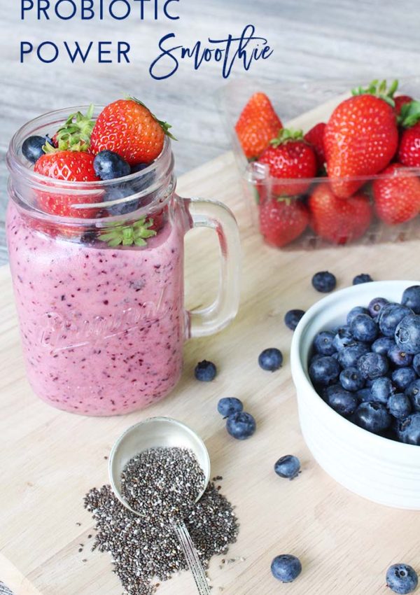 Probiotic Power Smoothie Recipe - Protein Smoothie with Probiotics and Antioxidants