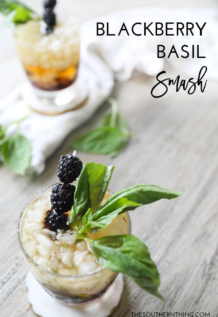 Blackberry Basil Whiskey Smash Cocktail