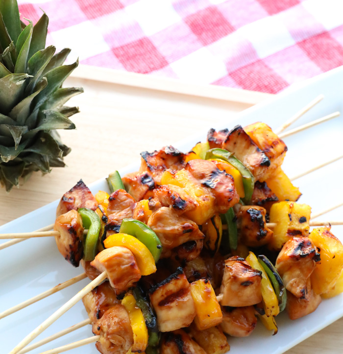 Grilled Teriyaki Chicken Kabobs with Grilled Bell Peppers and Pineapple