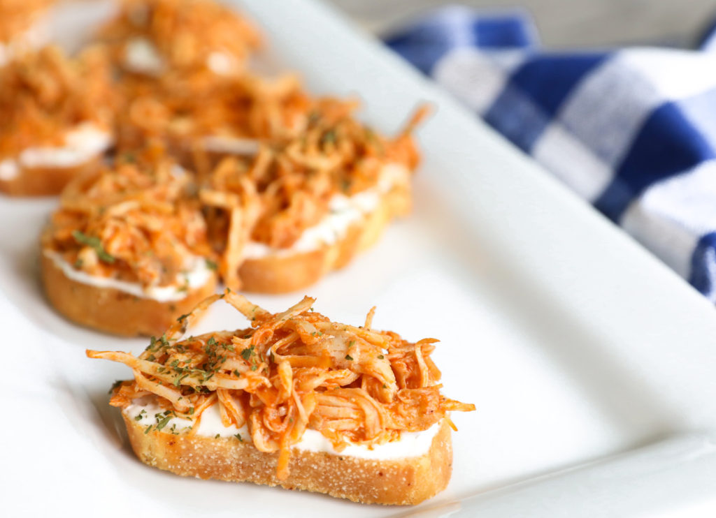 Buffalo Chicken Crostini Bites Recipe with Creamy Ranch Dip