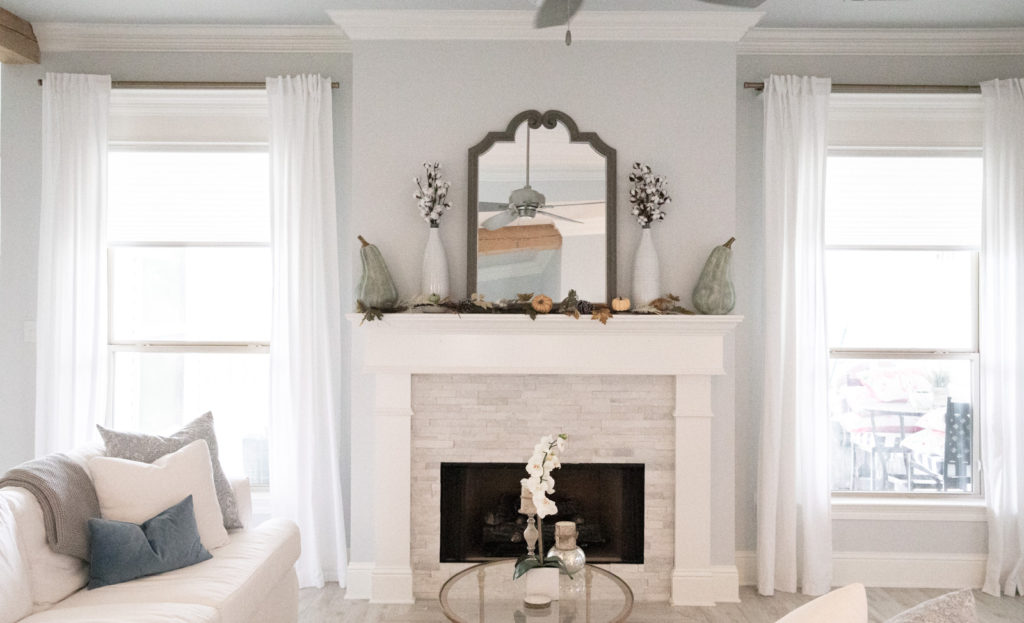 White Linen Curtains in Living Room