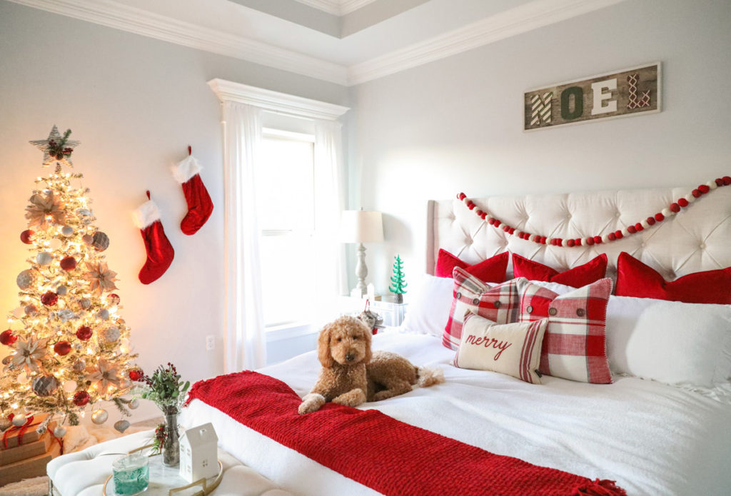 Goldendoodle Dog on Bed