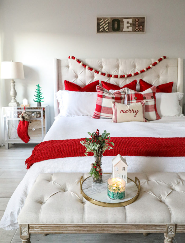 Master Bedroom Decorated for Christmas 