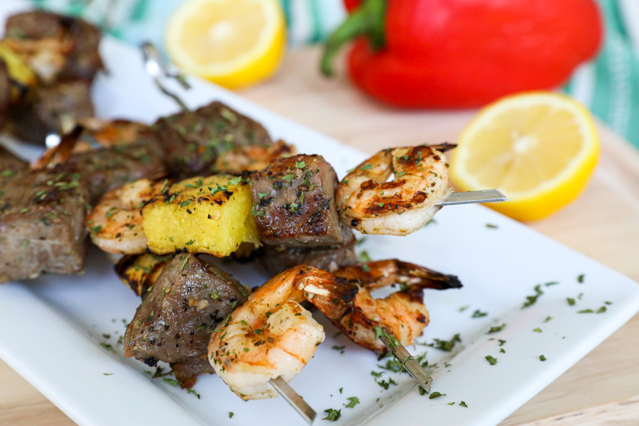 Surf and Turf Steak and Shrimp Kabobs